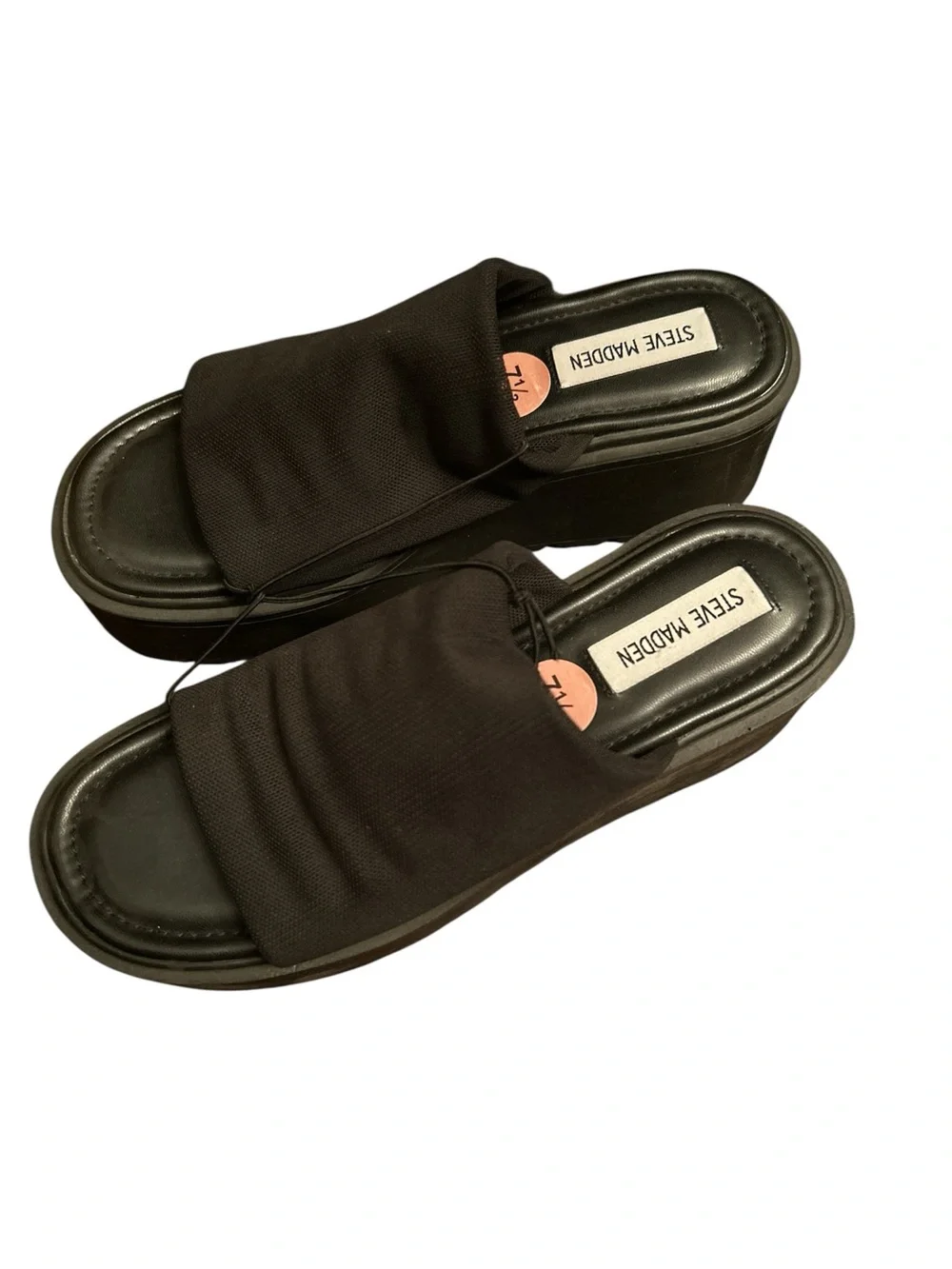 Steve Madden Black Platform Slide Sandals Women US 7 1/2 NWT